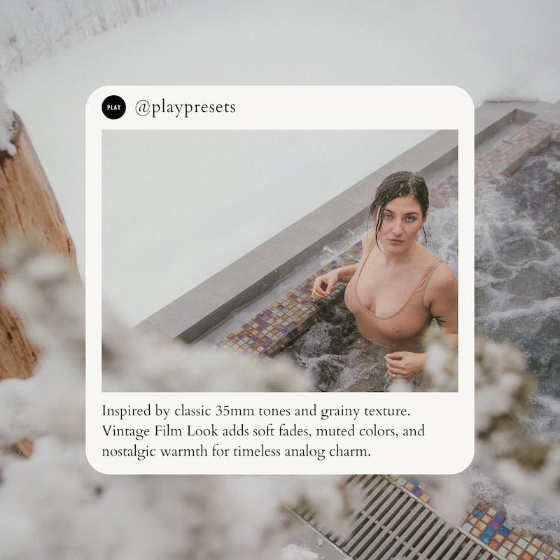 Woman in a hot tub edited with Vintage Film Look Video LUTs.