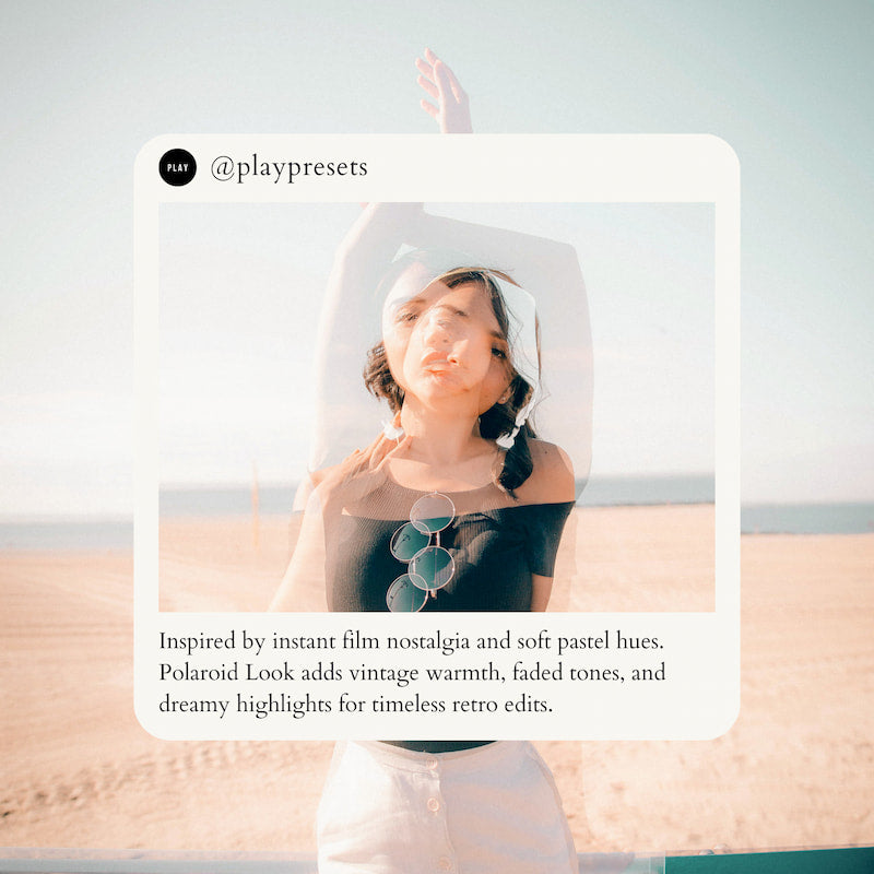 Woman on a beach Edited with Polaroid Video LUTs.