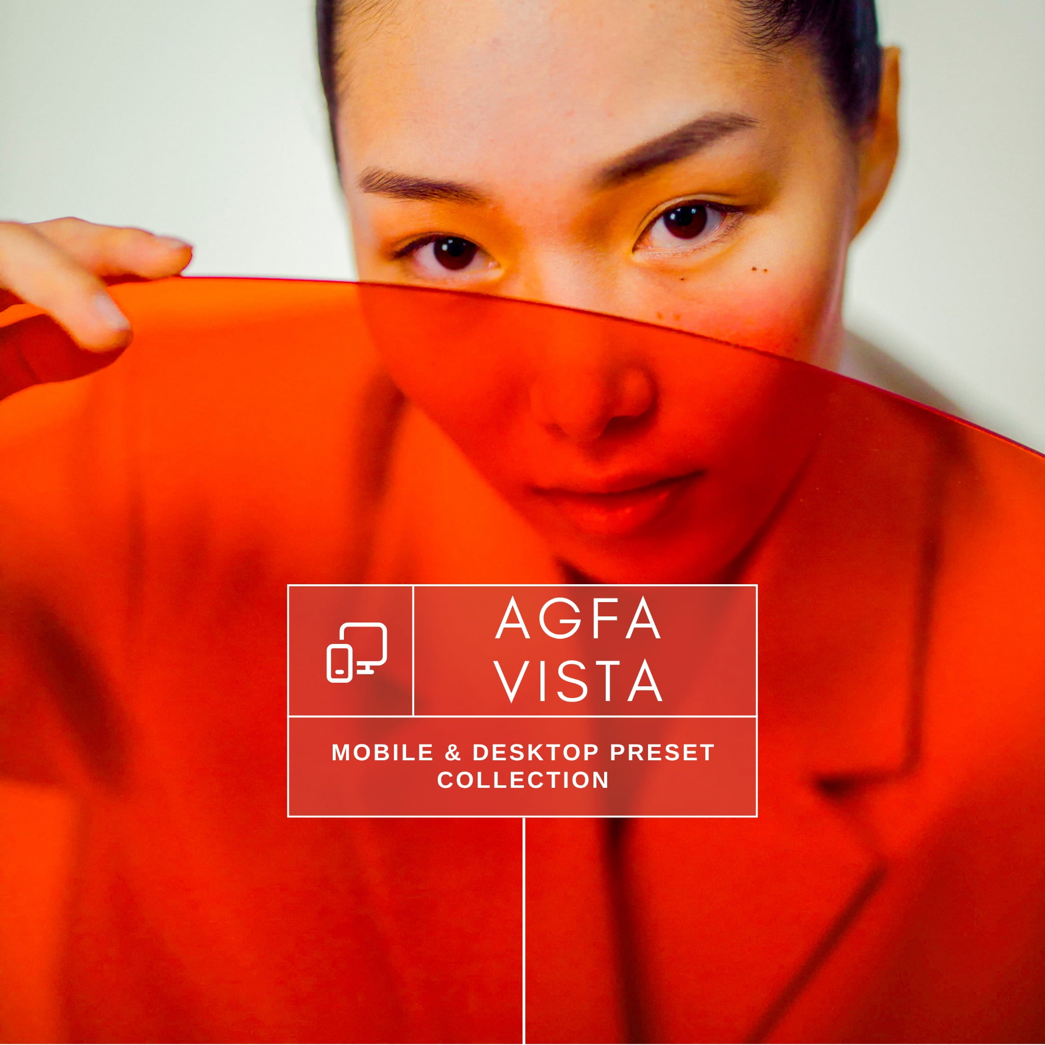 Branded cover image for Agfa Vista Preset Collection featuring bold red tones and modern analog-inspired look.