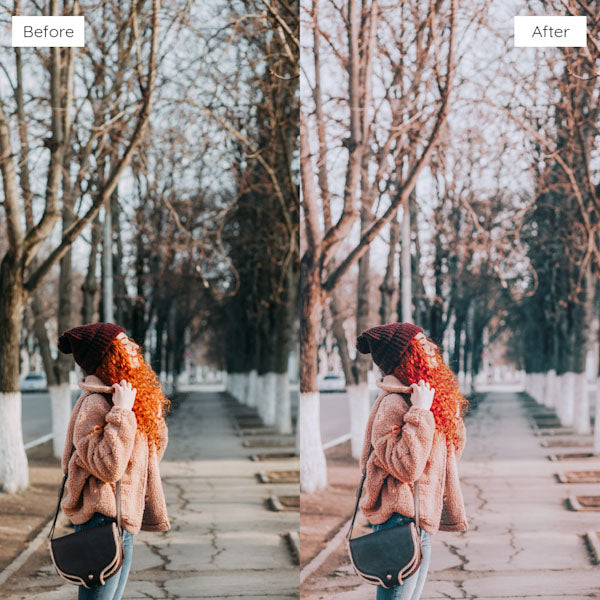 Before and after using Lightroom Presets to add vibrant and dynamic tones to an image.