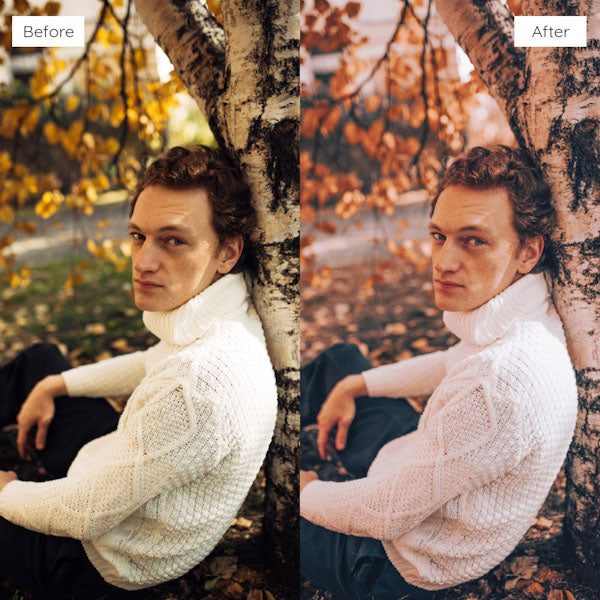 Before and after using Lightroom Presets to achieve a bright and airy effect in photography.