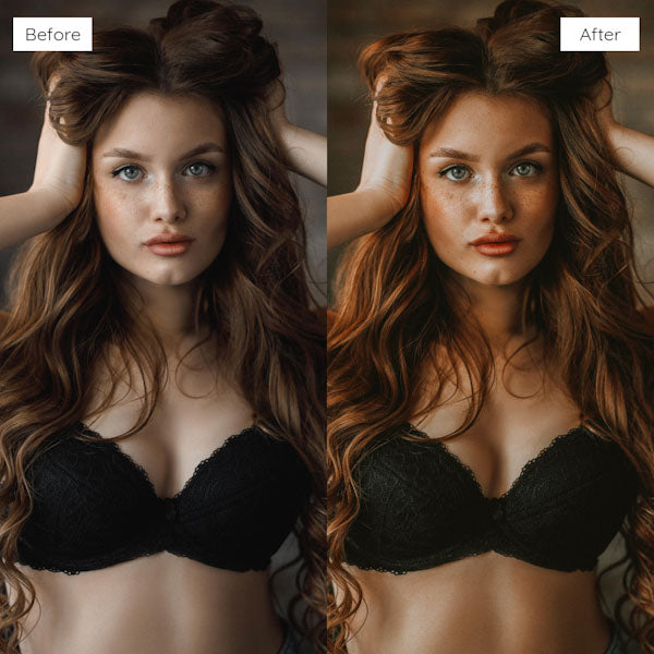 Before and after using Lightroom Presets to achieve a bright and airy effect in photography.