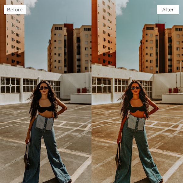 Before and after using Lightroom Presets to add warmth and richness to an image.