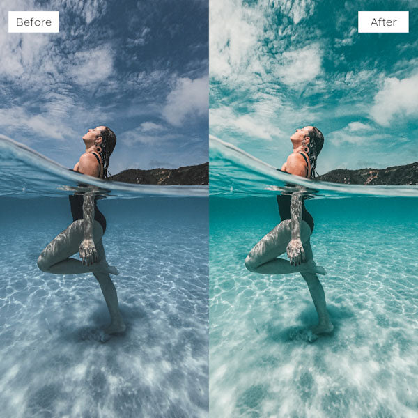 Before and after using Lightroom Presets for enhancing natural light and shadows in photos.