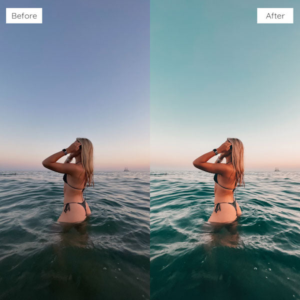 Before and after using Lightroom Presets to add warmth and richness to an image.