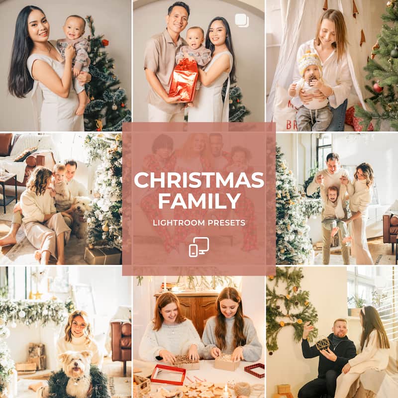 Christmas Family Preset Collection for warm skin tones and balanced holiday colors for festive family photography