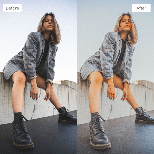 Before and after using Lightroom Presets to enhance photo colors and clarity.