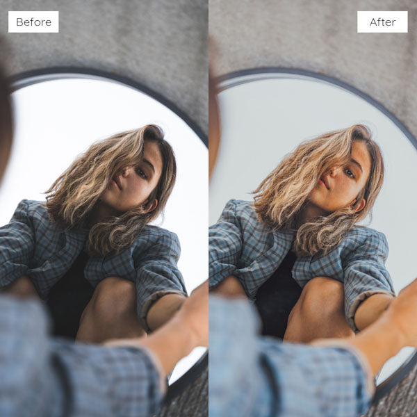 Before and after using Lightroom Presets to achieve a bright and airy effect in photography.