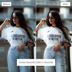 Before and after comparison of a person wearing an Emirates jersey Edited With Clean Lightroom Presets