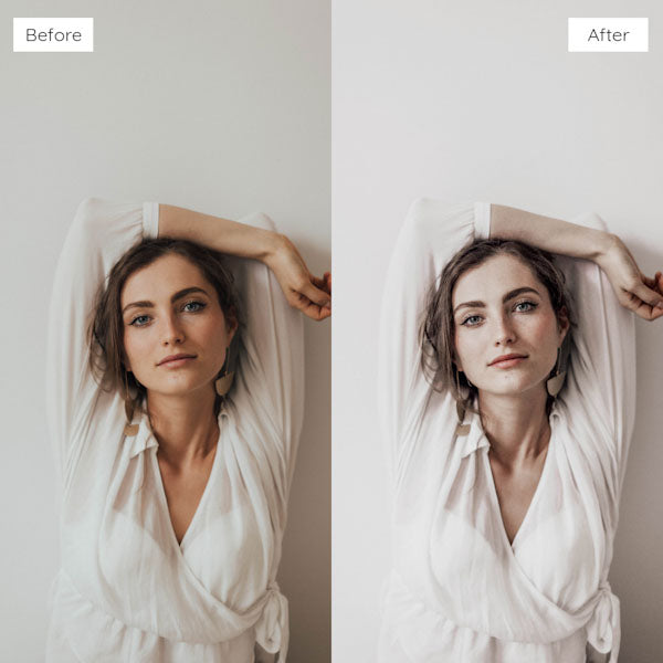 Before and after using Lightroom Presets for enhancing natural light and shadows in photos.