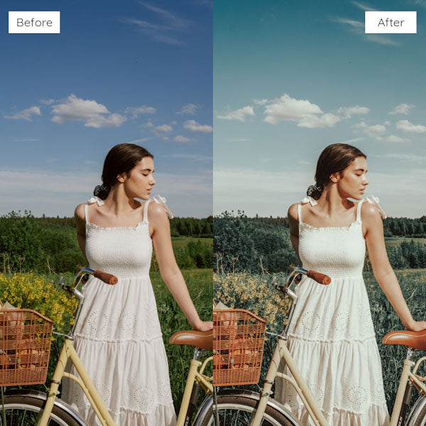 Before and after using Lightroom Presets to enhance photo colors and clarity.