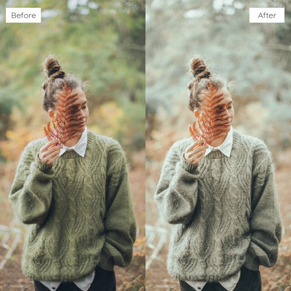 Before and after using Lightroom Presets for sharpening details and intensifying colors in photos.