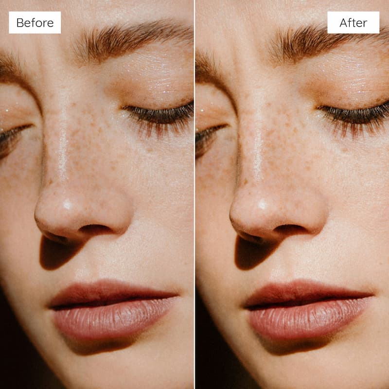 Before and after comparison of a person's face edited with Fuji Provia Look Video LUTs.