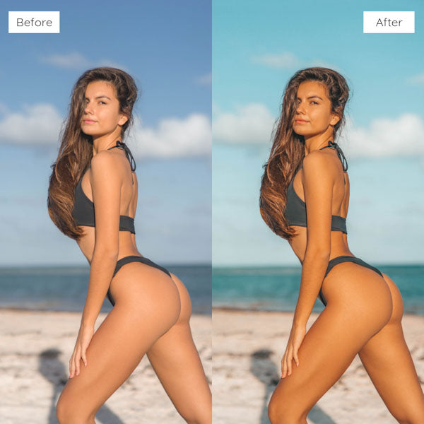 Before and after using Lightroom Presets to achieve a bright and airy effect in photography.