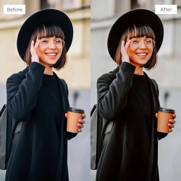 Before and after using Lightroom Presets to enhance photo colors and clarity.