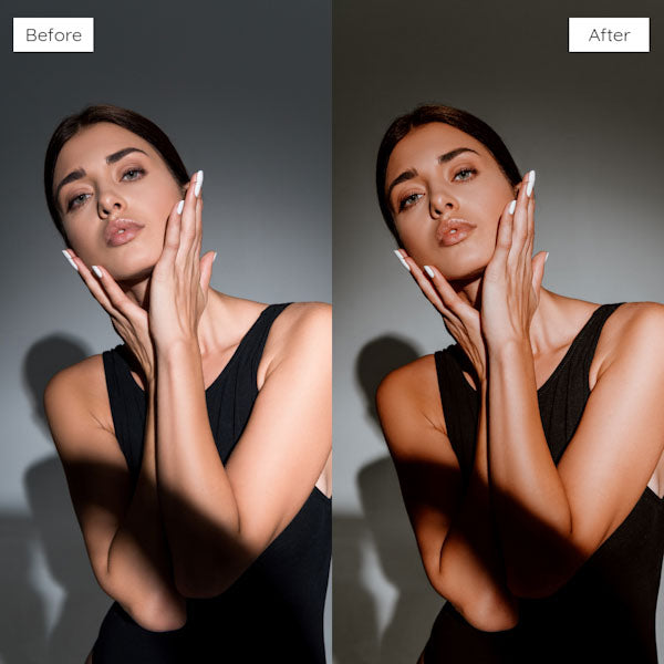 Before and after using Lightroom Presets to add vibrant and dynamic tones to an image.