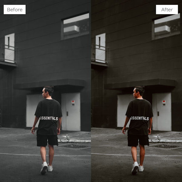 Before and after using Lightroom Presets to achieve a bright and airy effect in photography.