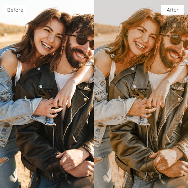 Before and after using Lightroom Presets to achieve a bright and airy effect in photography.