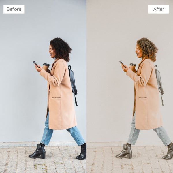 Before and after using Lightroom Presets for sharpening details and intensifying colors in photos.