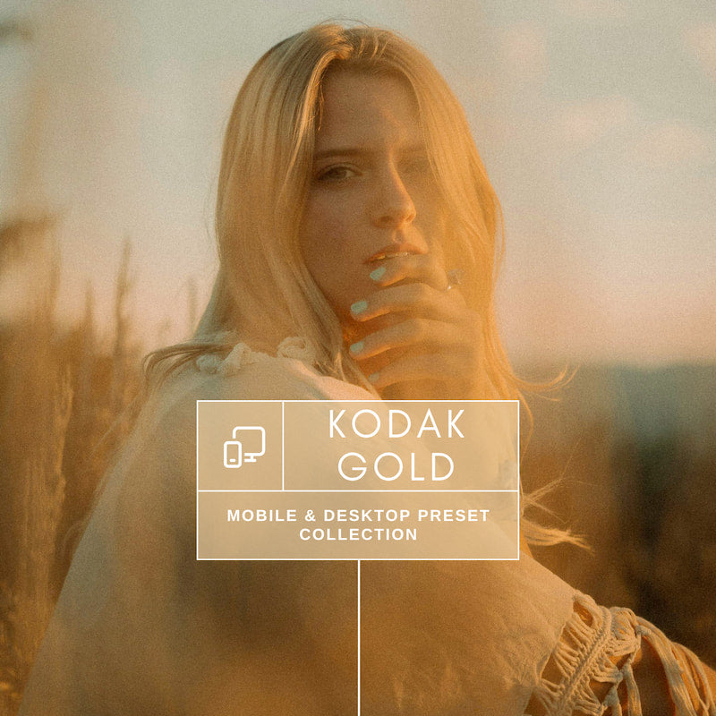 A warm, nostalgic Lightroom preset pack inspired by Kodak Gold 200 film tones.
