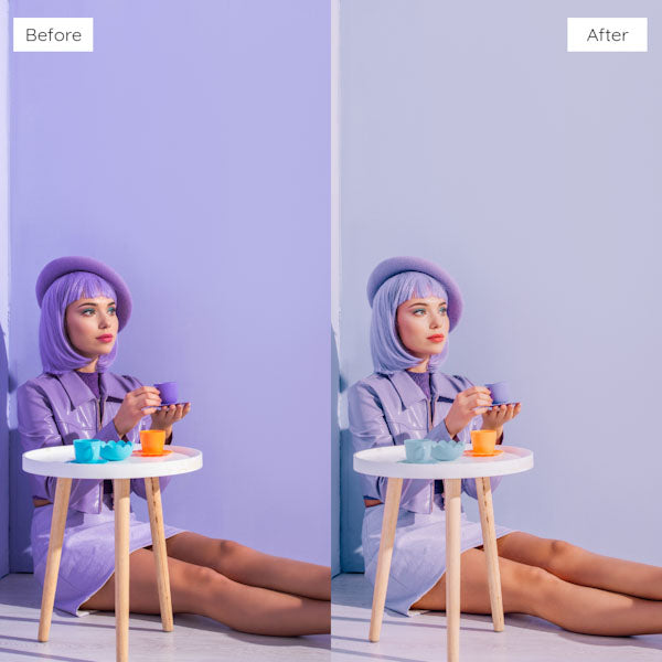 Before and after using Lightroom Presets for enhancing natural light and shadows in photos.