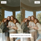 Before and after comparison of a photo editing effect on a group of people, Edited With Matcha Lightroom Presets