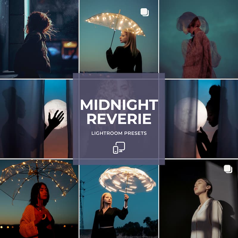 Step into a world of cinematic tones and enchanting contrast with the Midnight Reverie Preset Collection.