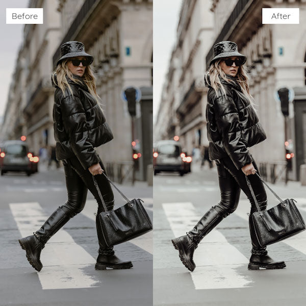 Before and after using Lightroom Presets to enhance photo colors and clarity.