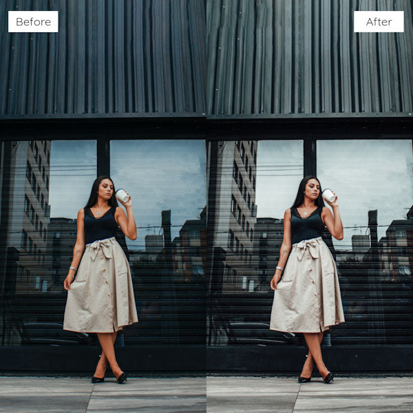 Before and after using Lightroom Presets to add warmth and richness to an image.