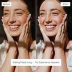 Before and after comparison of a woman's faceEdited With No Filter Lightroom Preset