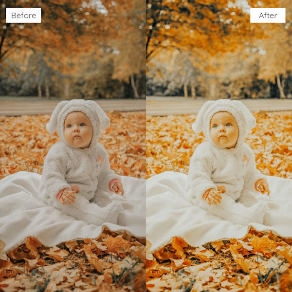 Before and after using Lightroom Presets to achieve a bright and airy effect in photography.