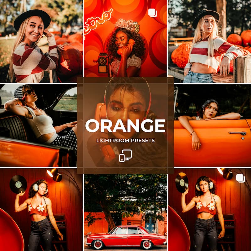 Styled with Orange Lightroom Presets – hover preview showing overlay tone.