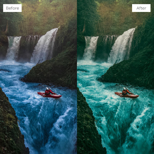 Before and after using Lightroom Presets to add warmth and richness to an image.