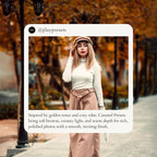 Inspired by golden tones and cozy edits. Caramel Presets bring soft browns, creamy light, and warm depth for rich, polished photos with a smooth, inviting finish.