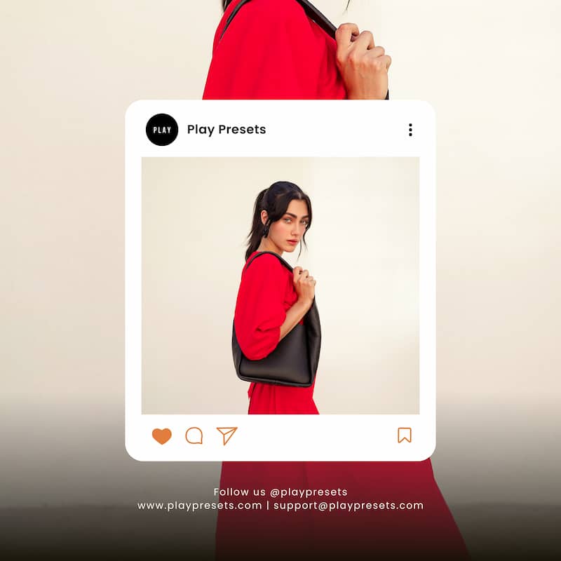 Woman holding a black handbag Edited With Insta Red Lightroom Presets