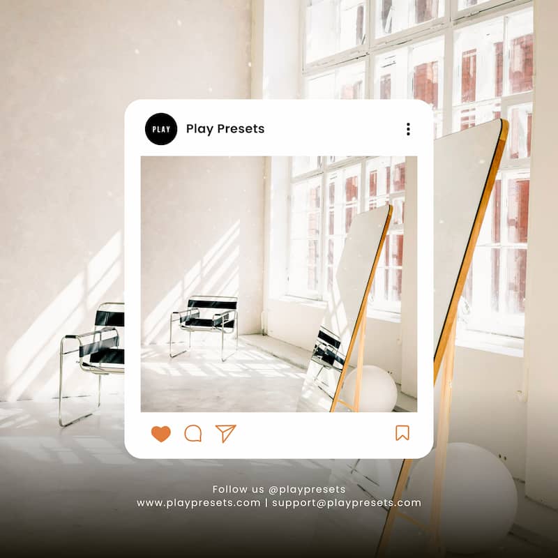 Modern interior with chairs and a mirror, edited with interior lightroom presets