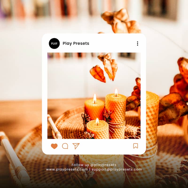 Candlelit scene with a basket and blurred background, Enhanced with orange lightroom presets