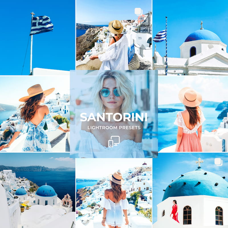 Styled with Santorini Lightroom Presets – hover preview showing overlay tone.