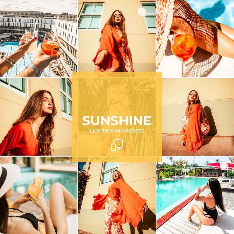 The Sunshine Preset Collection brings that golden hour glow to your photos, enhancing skin tones with a soft sun-kissed tan and boosting blues and yellows for a warm, radiant vibe.