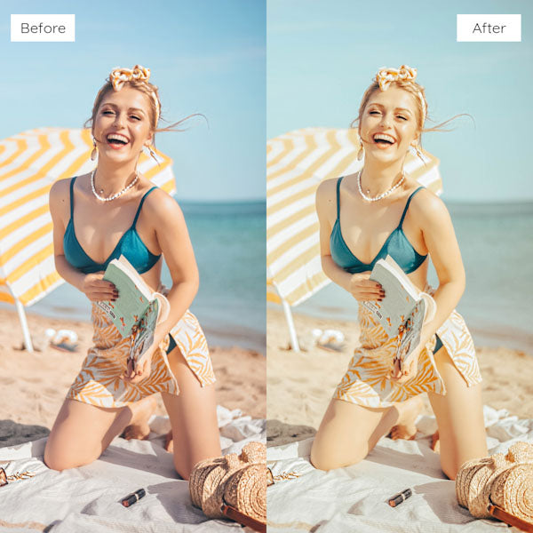 Before and after using Lightroom Presets to enhance photo colors and clarity.