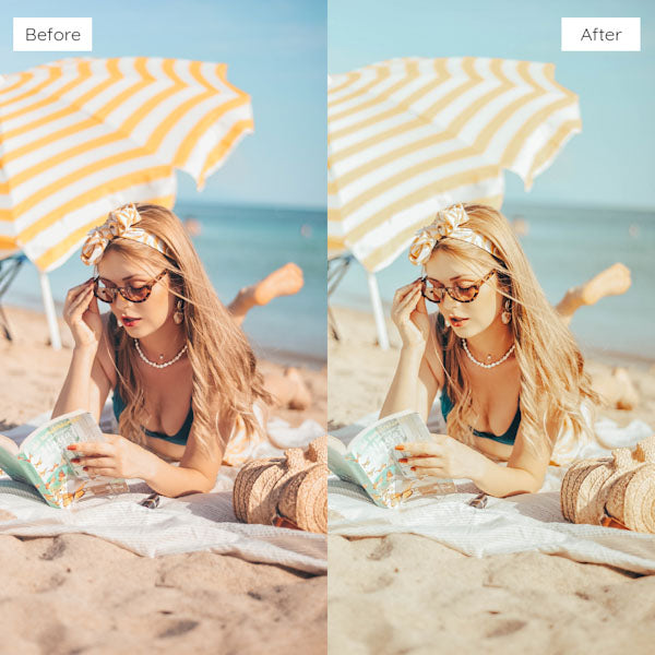 Before and after using Lightroom Presets for creating a moody, cinematic look.