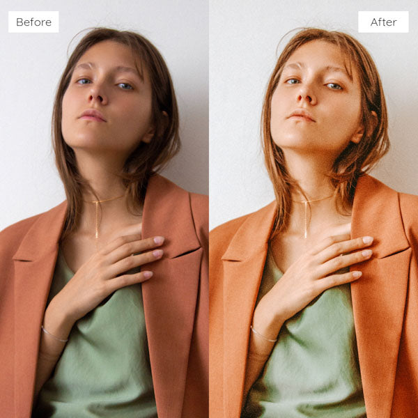 Before and after using Lightroom Presets to enhance photo colors and clarity.