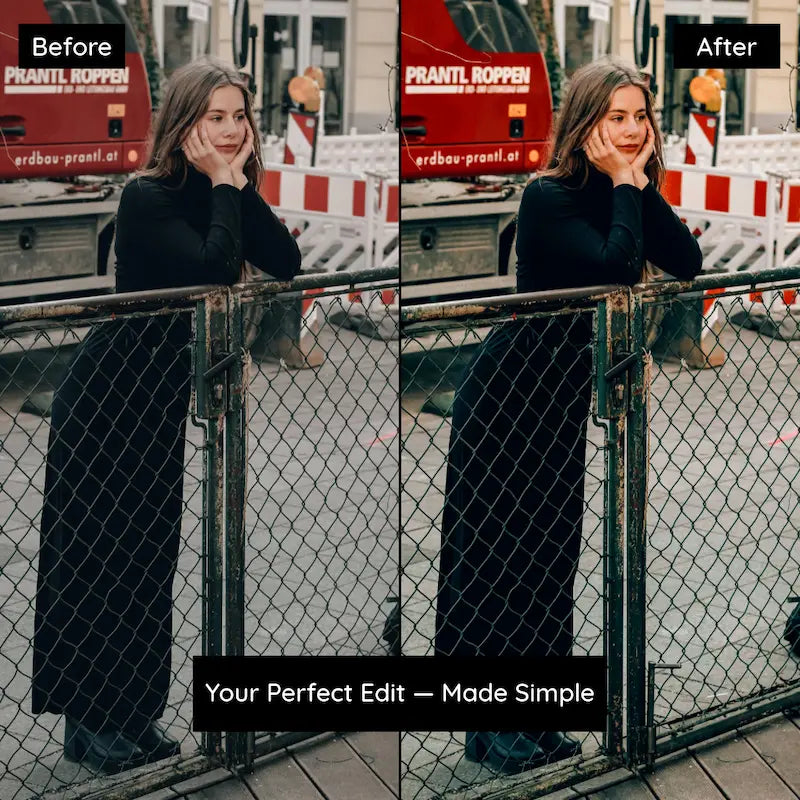 Before and after photo edited with Agfa Vista Lightroom Presets showing strong colors and balanced exposure