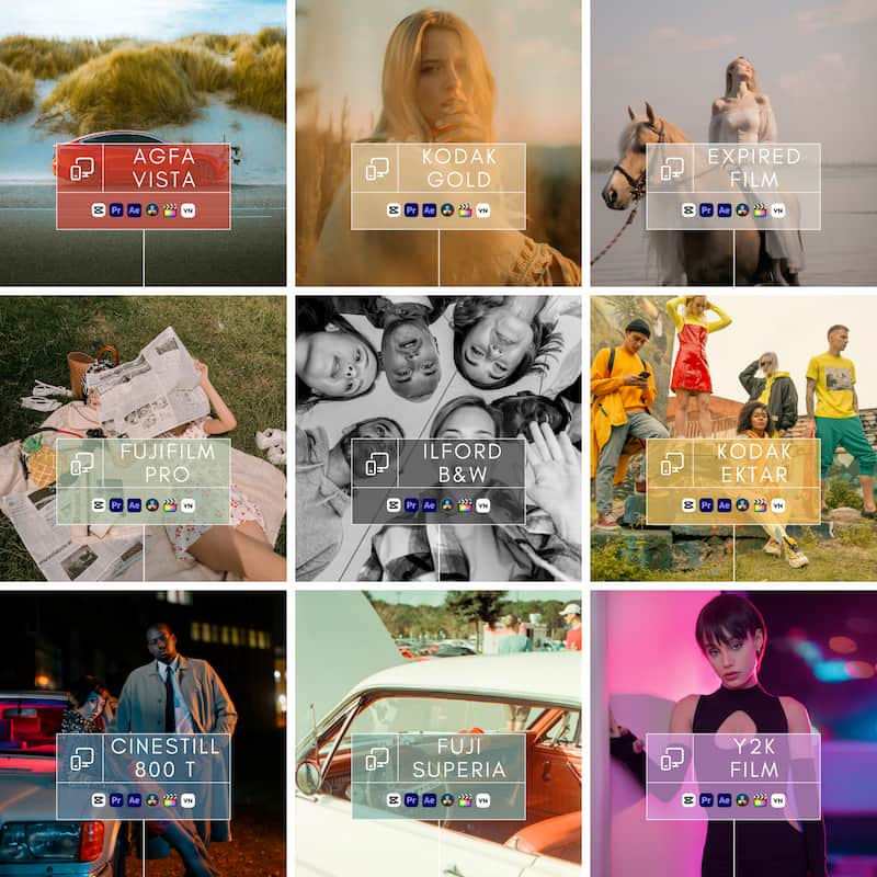 Transform your videos with cinematic, film-inspired looks — designed for creators, filmmakers, and editors who want authentic analog vibes in just one click. 