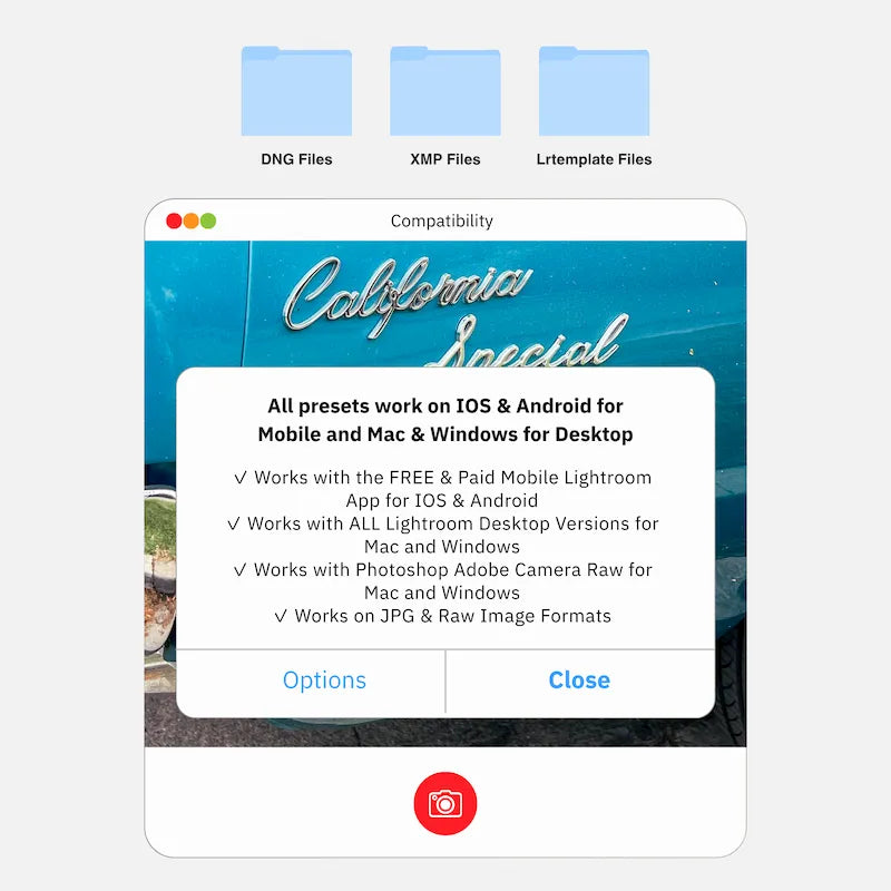 California Lightroom presets compatibility on mobile and desktop devices including iOS Android Mac and Windows