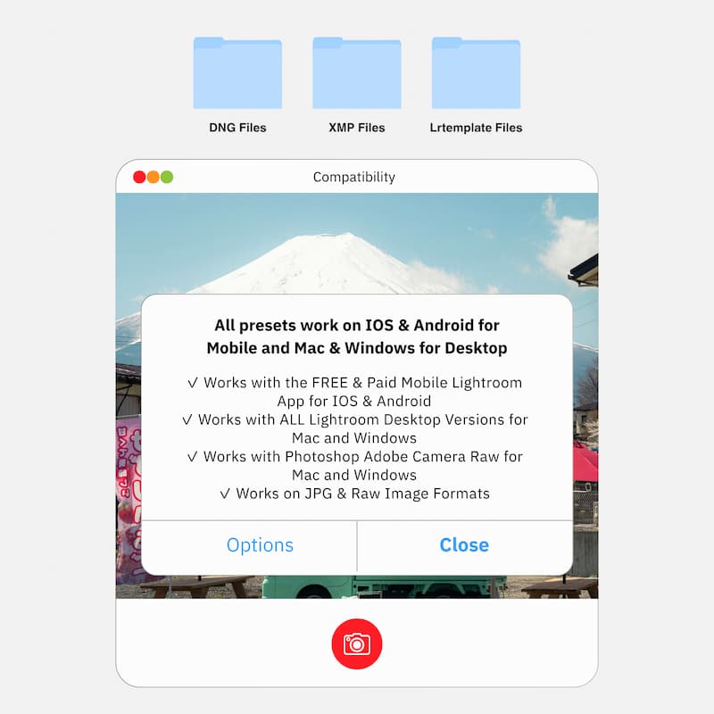 Fuji Provia Lightroom presets compatibility on mobile and desktop devices including iOS Android Mac and Windows