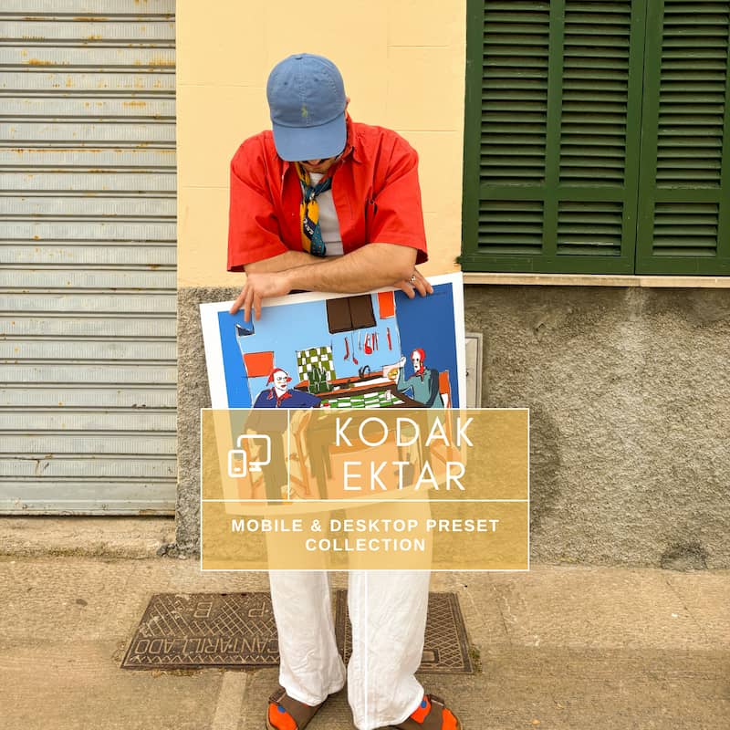 Kodak Ektar Lightroom presets cover image showing vibrant film tones and bold color aesthetic