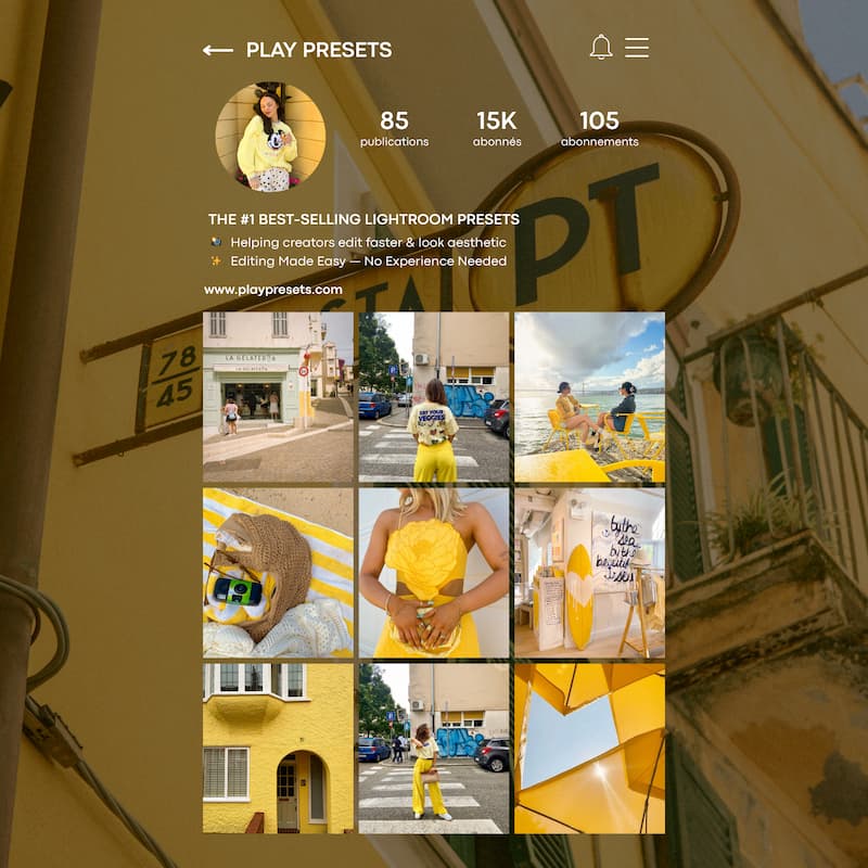 Instagram feed preview edited with Kodak Ektar Lightroom presets showing vivid colors and cohesive film-inspired tones