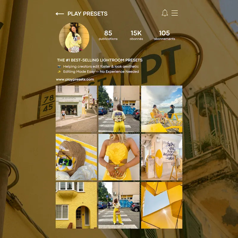 Instagram feed preview edited with Kodak Ektar Lightroom presets showing vivid colors and cohesive film-inspired tones