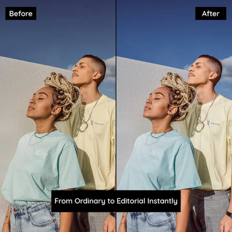 Before and after photo edited with Kodak Portra Lightroom Presets showing natural skin tones and improved contrast